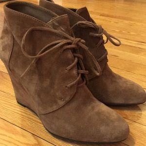 Via Spiga Tan Suede Booties with Laces